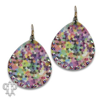 Leather teardrop earring with crystals from Swarovski® - LC