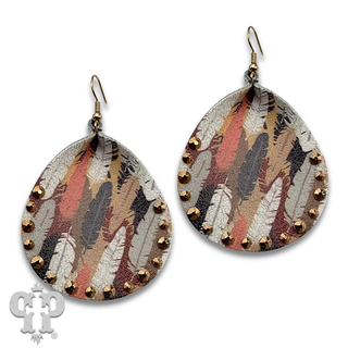 Leather teardrop earring with crystals from Swarovski® - LC