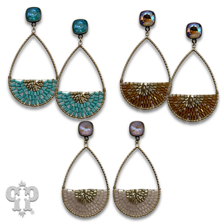 Woven bead teardrop earring with crystals from Swarovski®- LC