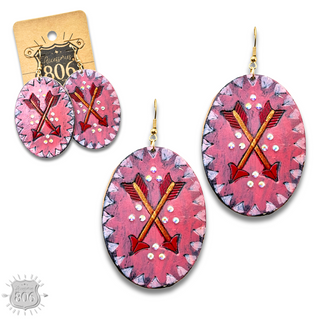 Stamped oval leather earring, last call