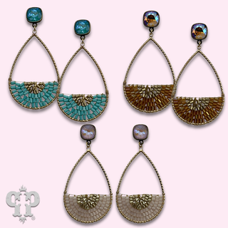 Woven bead teardrop earring with crystals from Swarovski®- LC