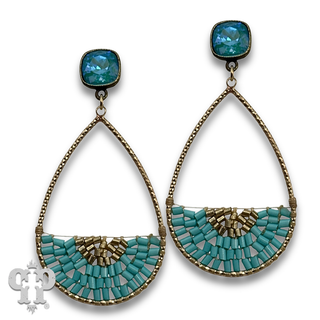 Woven bead teardrop earring with crystals from Swarovski®- LC
