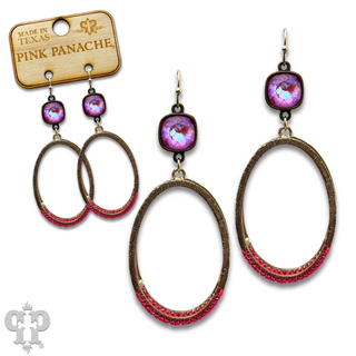 Double side oval earring, Austrian crystal