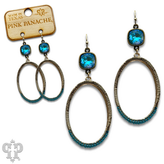 Double side oval earring, Austrian crystal
