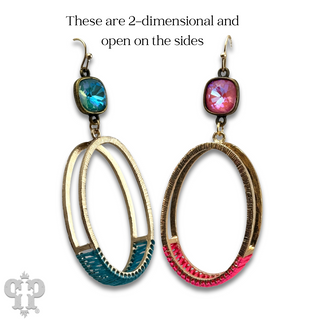 Double side oval earring, Austrian crystal