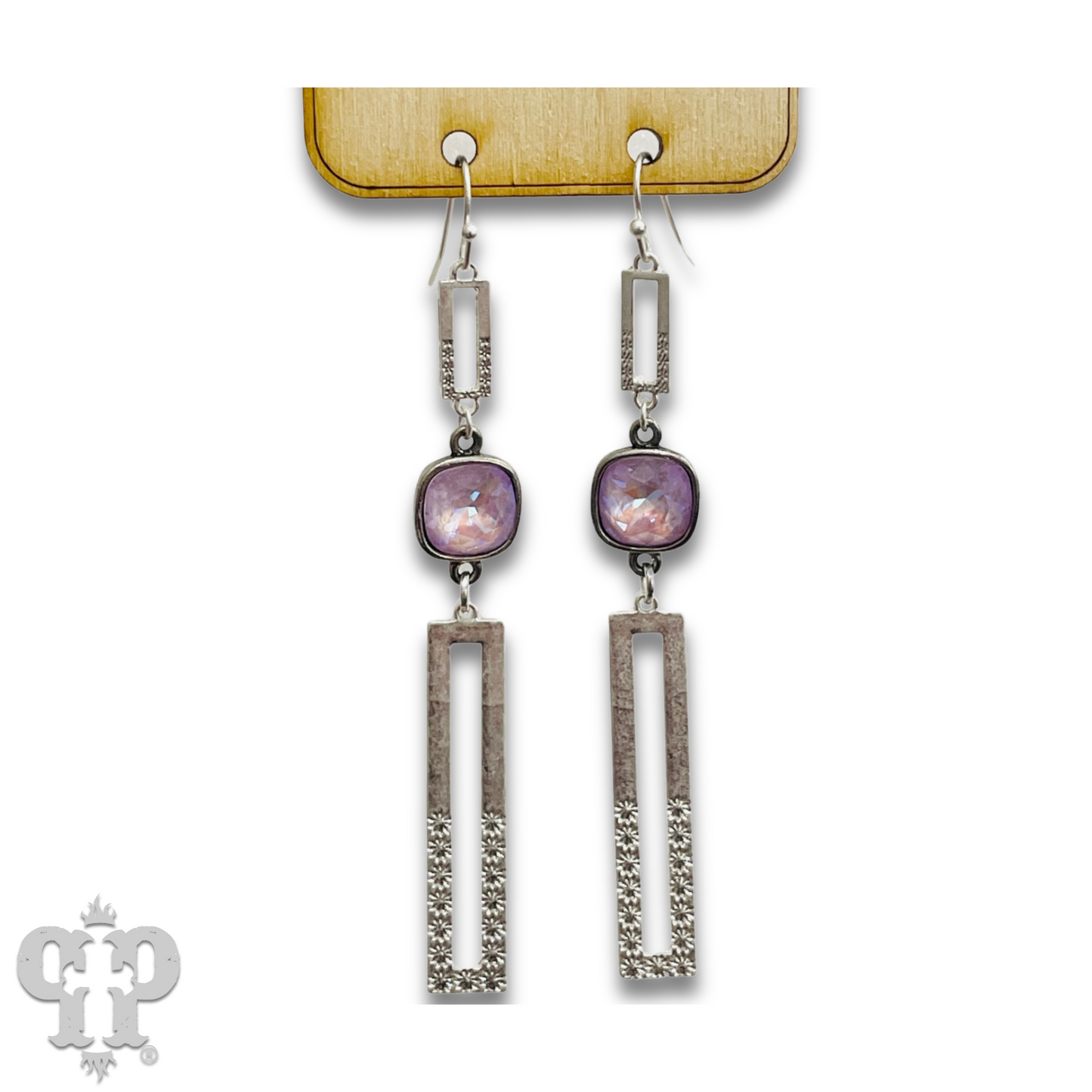 Double rectangle earring with Austrian crystal