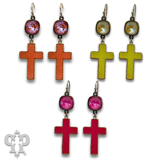 Neon cross earringwith crystals from Swarovski® - LC