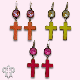 Neon cross earringwith crystals from Swarovski® - LC