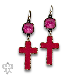 Neon cross earringwith crystals from Swarovski® - LC