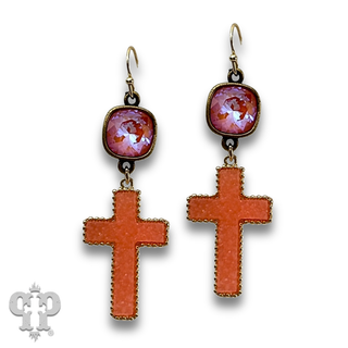 Neon cross earringwith crystals from Swarovski® - LC