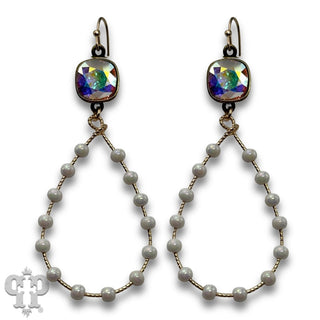 Iridescent teardrop earring with crystals from Swarovski®- LC