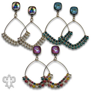 Pointed teardrop earring with crystals from Swarovski® - LC