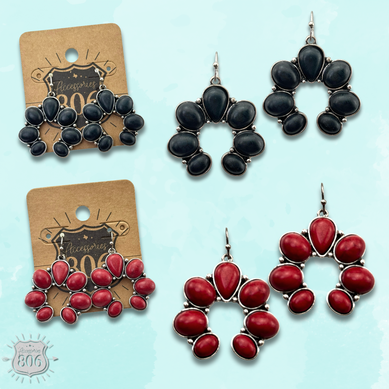 Western stone squash blossom earring, last call