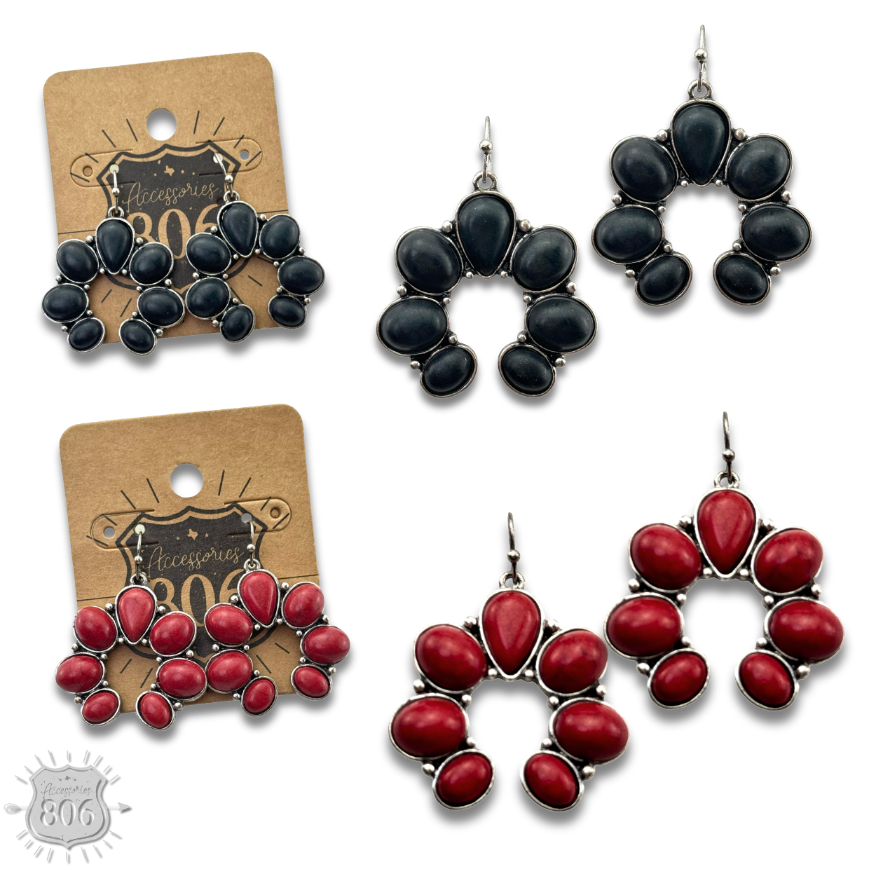 Western stone squash blossom earring, last call