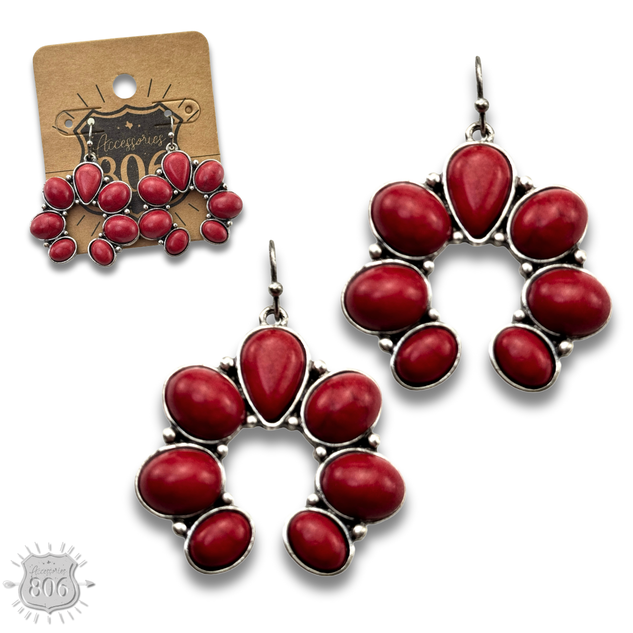 Western stone squash blossom earring, last call