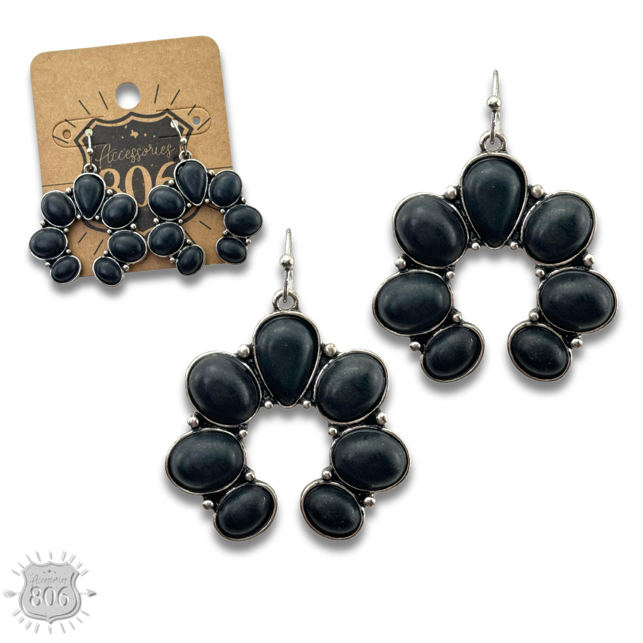 Western stone squash blossom earring, last call