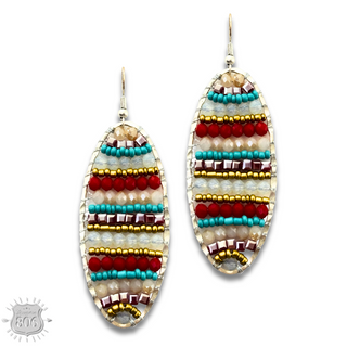 Multi-color oval bead earring
