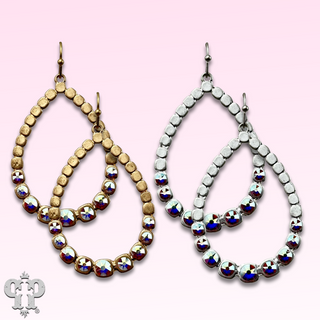 Matte finish teardrop earring, Austrian crystals