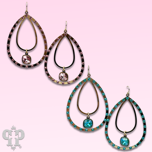 Double teardrop earring, Austrian crystal