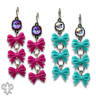 Acrylic triple bow earring, Austrian crystal