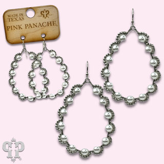 Wire wrapped pearl teardrop earring - LC