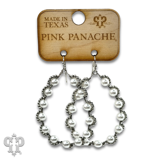 Wire wrapped pearl teardrop earring - LC