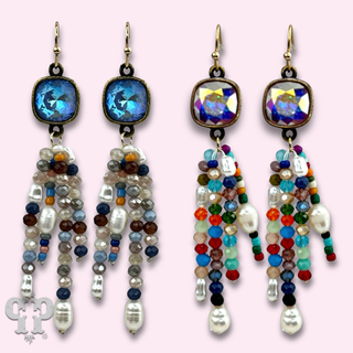 Bead fringe earring with crystals from Swarovski®- LC