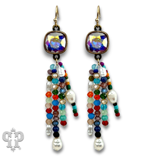 Bead fringe earring with crystals from Swarovski®- LC