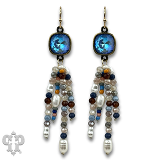 Bead fringe earring with crystals from Swarovski®- LC