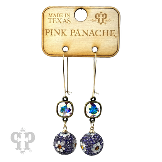 Crystal mesh floral pattern dangle earring with Austrian crystal