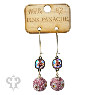 Crystal mesh floral pattern dangle earring with Austrian crystal
