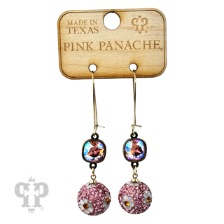 Crystal mesh floral pattern dangle earring with Austrian crystal