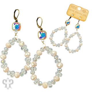 Faceted crystal beaded teardrop dangle earring with Austrian crystal