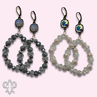 Faceted bead teardrop earring with crystals from Swarovski® - LC