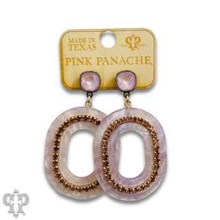 Acrylic swirl and rhinestone oval earring with Austrian crystal
