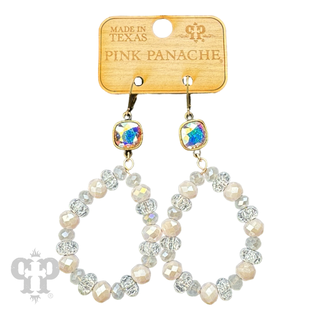 Faceted crystal beaded teardrop dangle earring with Austrian crystal