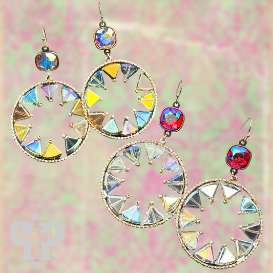Triangle bead circular dangle earring with Austrian crystal