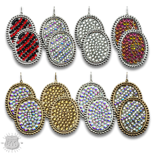 Rhinestone filled oval earring