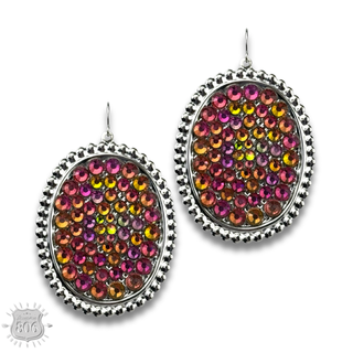 Rhinestone filled oval earring