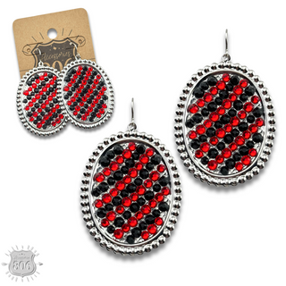 Rhinestone filled oval earring