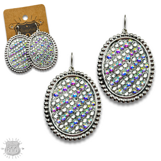 Rhinestone filled oval earring