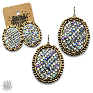 Rhinestone filled oval earring