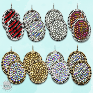 Rhinestone filled oval earring