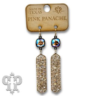 Bead wrapped hexagon dangle earring with Austrian crystal