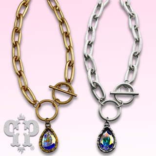 Austrian crystal teardrop chain necklace