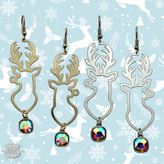 Rhinestone drop reindeer earring, last call