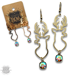 Rhinestone drop reindeer earring, last call