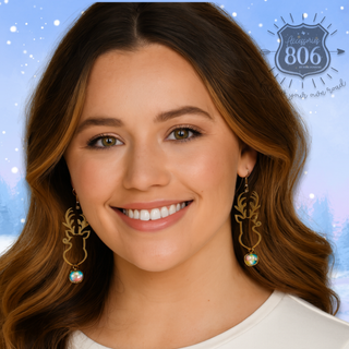 Rhinestone drop reindeer earring