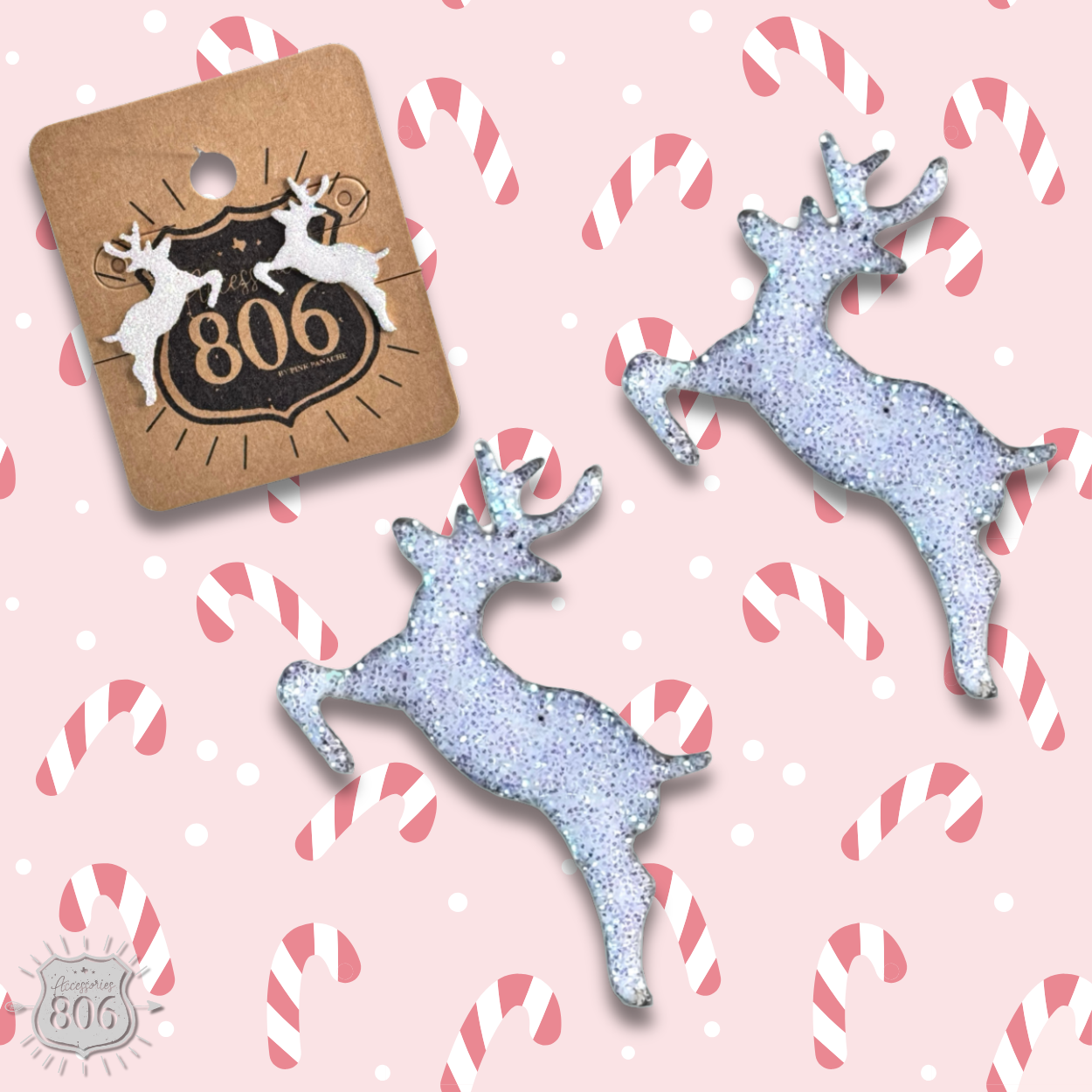 Glitter reindeer post earring, last call