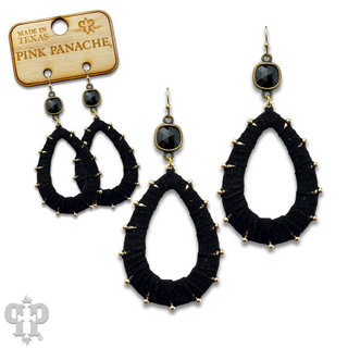 Cream suede teardrop and Austrian crystal dangle earring